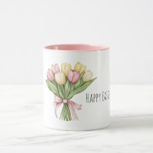 Roze Gele Tulp Bloemen Pasen Mok