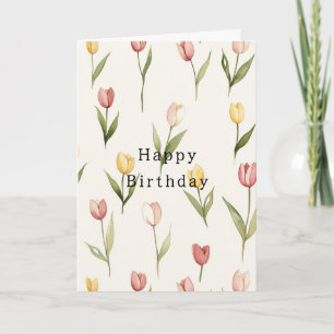 Roze Gele Tulpen Bloemen Verjaardag Kaart