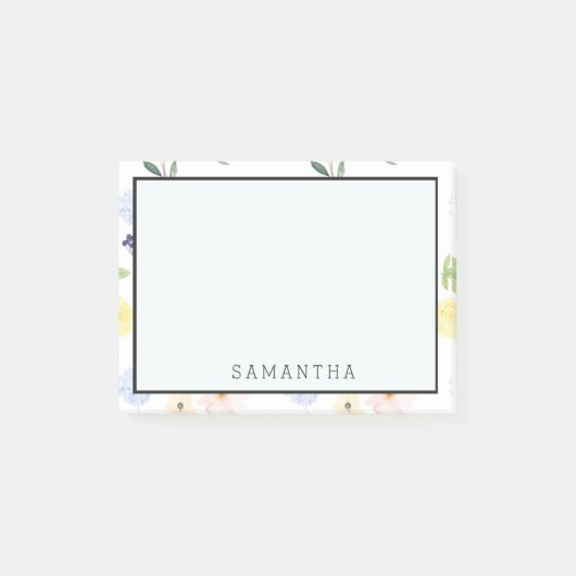 Roze gele Waterverf Floral Post-it® Notes (Voorkant)