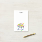 Roze gele waterverf rozen | rustieke kruiwagen post-it® notes (Op bureau)