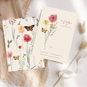 Roze gele Wildflower grillige bruiloft RSVP
