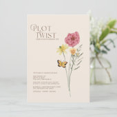 Roze gele Wildflower Plot Twist Save the Date (Staand voorkant)