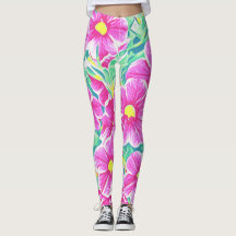 roze gele witte en groene Leggings