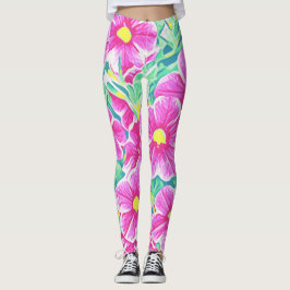  roze gele witte en groene Leggings
