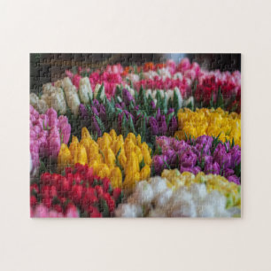 Roze gele witte tulp Floral Bouquet Legpuzzel
