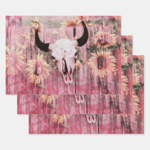 Roze gele zonnebloemen, Western bull Inpakpapier Vel