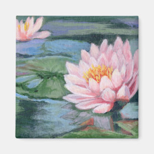 Roze gelilies op de Groenen en Blues Fridge Magnet Magneet