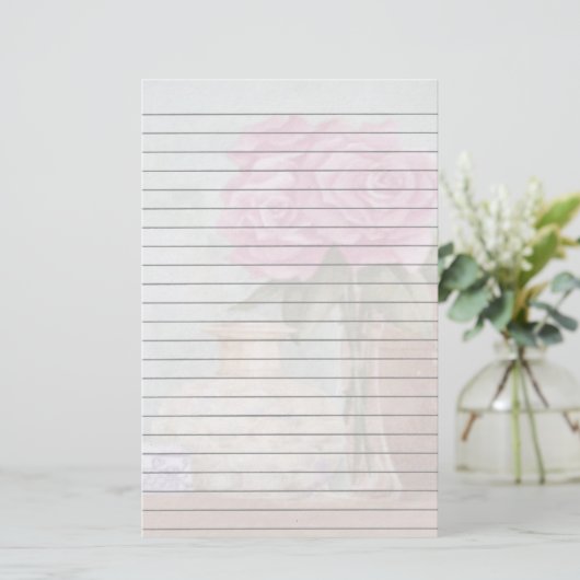 Roze, gelinkte banketbakkerij briefpapier (Staand voorkant)