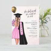 Roze geloofde afstudeerfeest kaart (Staand voorkant)