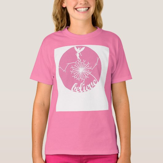 roze gelooft dat het T-shirt fijn is (Voorkant)