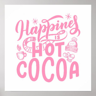 Roze geluk is hete cacao typografie vakantie poster