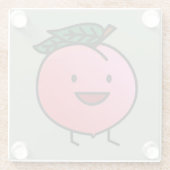 Roze Gelukkig het Glimlachen van de perzik Ontwerp Glazen Onderzetter (Achterkant)