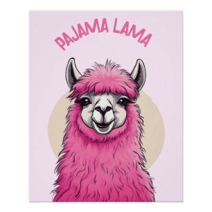 Roze Gelukkige Glimlachende Lama Perfect Poster