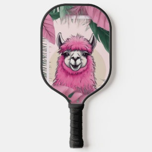 Roze Gelukkige Glimlachende Lama Pickleball Paddle