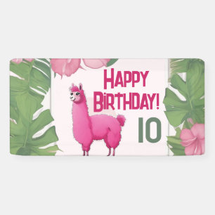 Roze Gelukkige Glimlachende Lama Spandoek