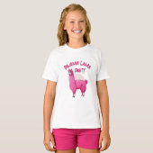 Roze Gelukkige Glimlachende Lama T-shirt (Voorkant volledig)