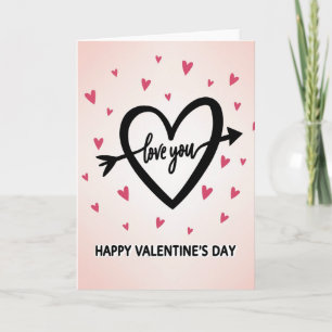 Roze Gelukkige Valentijnsdag Liefdeskaart Kaart