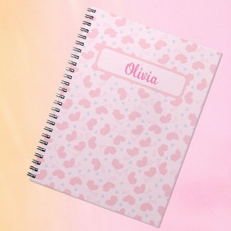 Roze gelukzaligheid fladderende vlinder gepersonal notitieboek
