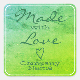 Roze gemaakt met liefdeslabels Kraft Paper Heart Vierkante Sticker