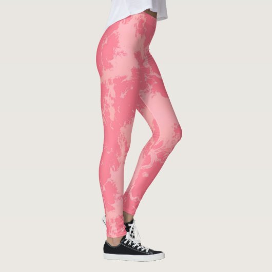 Roze gemarmerde wolk abstract leggings (Rechts)