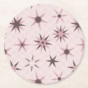 roze Geo Stars - patroon. Ronde Kartonnen Onderzetter