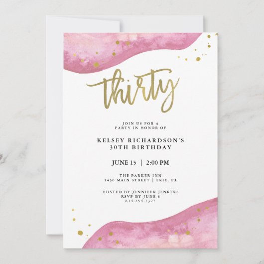 Roze Geode en Faux Gold Kijk | 30e verjaardag Kaart (Voorkant)