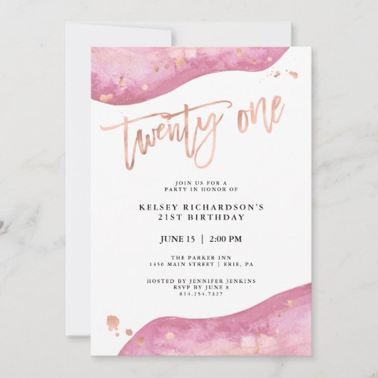 Roze Geode en Nep Roze Gouden Uiterlijk | 21e Verj Kaart (Voorkant)