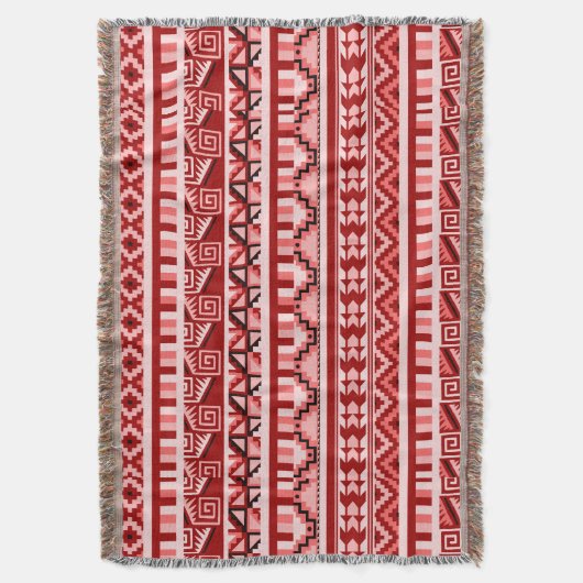 Roze Geometric Abstract Aztec Tribal Print Patroon Deken (Voorkant Verticaal)