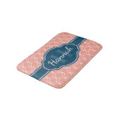 Roze Geometric Diamond Pattern Blue Monogram Badmat (Gekanteld)