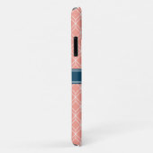 Roze Geometric Diamond Pattern Blue Monogram Case-Mate iPhone Case (Achterkant/rechts)