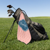Roze Geometric Diamond Pattern Blue Monogram Golfhanddoek (Groen)