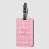 Roze Geometric Patterned Monogram Bagagelabel (Voorkant (verticaal))