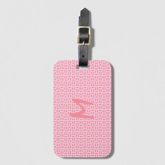 Roze Geometric Patterned Monogram Bagagelabel (Voorkant (verticaal))