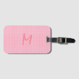 Roze Geometric Patterned Monogram Bagagelabel