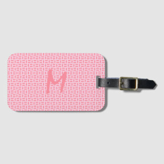 Roze Geometric Patterned Monogram Bagagelabel