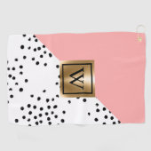 Roze Geometrisch en Polka Dots Golfhanddoek (Horizontaal)