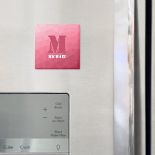 Roze geometrisch meshpatroon met monogram magneet