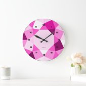 Roze geometrisch modern design grote klok (Huis)