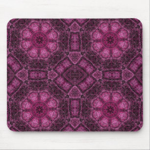 Roze geometrisch patroon met bloemrijke mandala-gl muismat