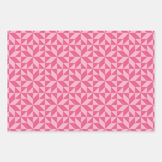Roze Geometrisch Quiltblokpatroon Inpakpapier Vel (Voorkant 2)