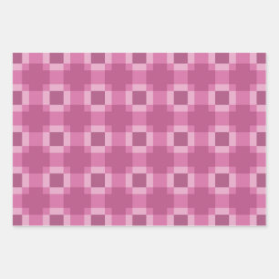Roze Geometrisch Quiltblokpatroon Inpakpapier Vel