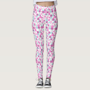 Roze geometrische cirkels vierkanten driehoek blau leggings