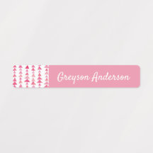 Roze Geometrische Driehoek Kinder Label Skinny