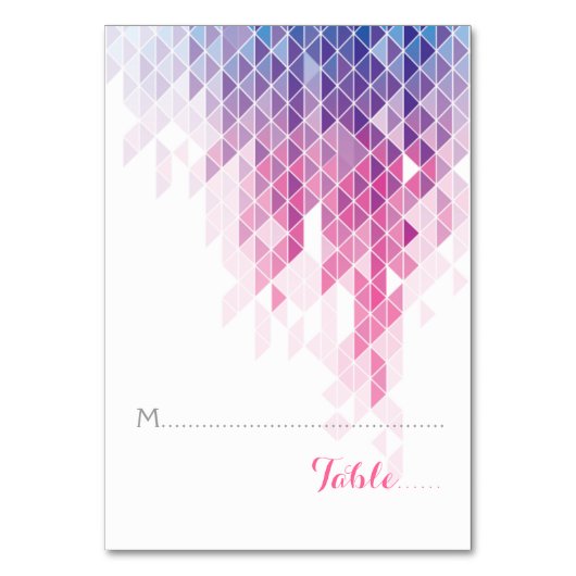 Roze geometrische driehoeken bruiloft gevouwen pla kaart (Voorkant)