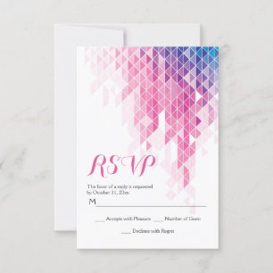 Roze geometrische driehoeken moderne bruiloft RSVP Kaartje