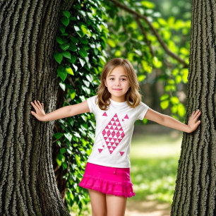 Roze geometrische driehoeken t-shirt