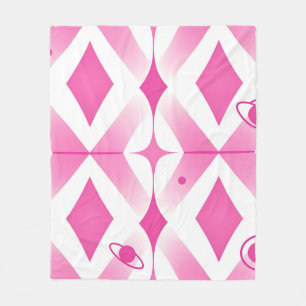 Roze geometrische ruimtepatroon fleece deken