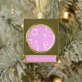 Roze geometrische strepen verguld banner ornament
