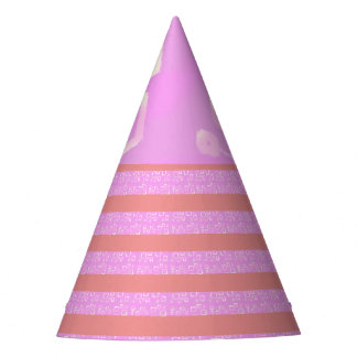 Roze Geometrische Stripes Party Pet Feesthoedjes