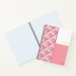 Roze Geometrische Vierkanten Aangepaste Notitieboe Notitieboek